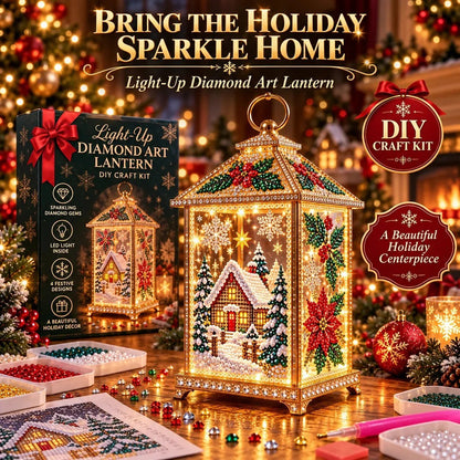 💎 DIY Light-Up Diamond Art Christmas Lantern – Sparkling Holiday Craft & Décor