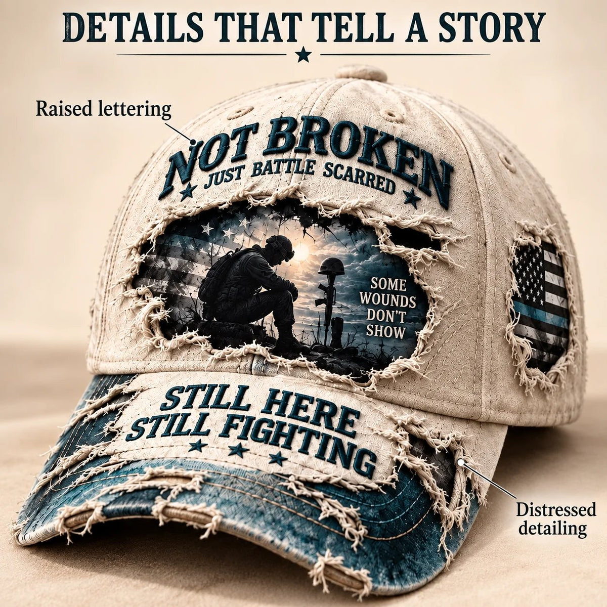 🧢 Veteran PTSD Awareness Baseball Cap – 100% Cotton