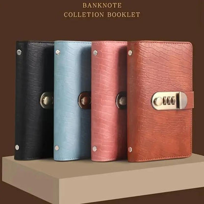 🎁🎅50% OFF!!!-Ready for Christmas!🎄PU Leather Binder Savings Notebook with 3-Digit Resettable Password Lock✉️💸Large Capacity Storage for Money & Important Items