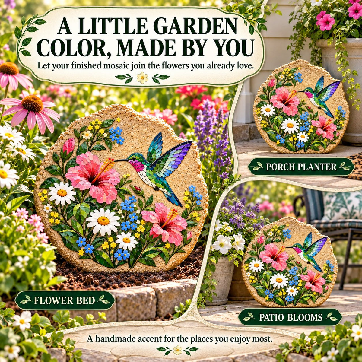 ⏳ Last Day 49% OFF – 🐦 Beginner-Friendly Hummingbird Wildflower Mosaic DIY Kit | Complete Kit with Mosaic Pieces, Tools & Guide Included 💕