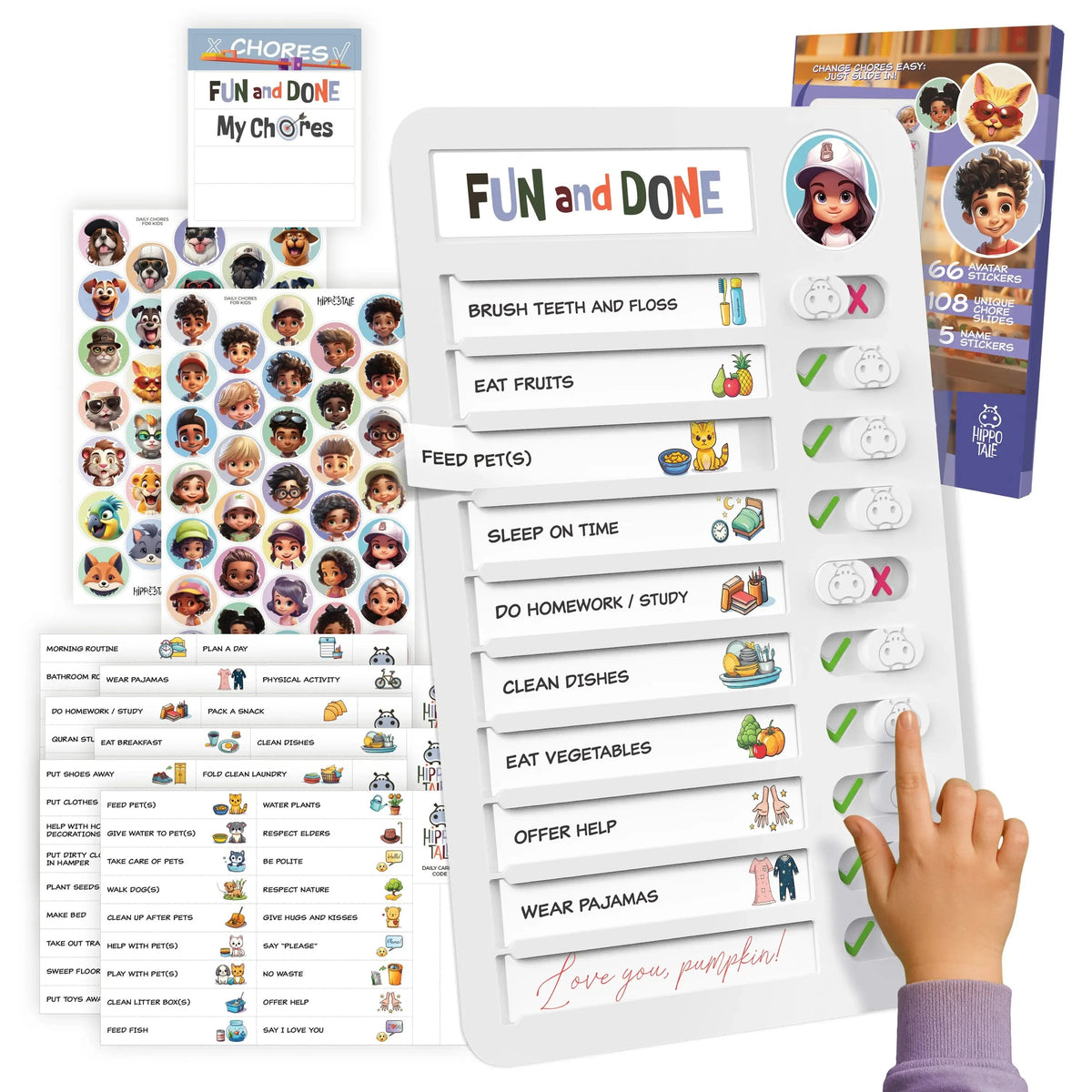 🧲 Kids Visual Routine & Chore Chart – Sliding Checklist with 120 Task Cards