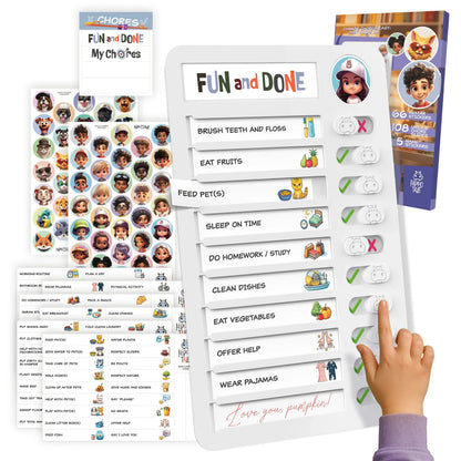 🧲 Kids Visual Routine & Chore Chart – Sliding Checklist with 120 Task Cards