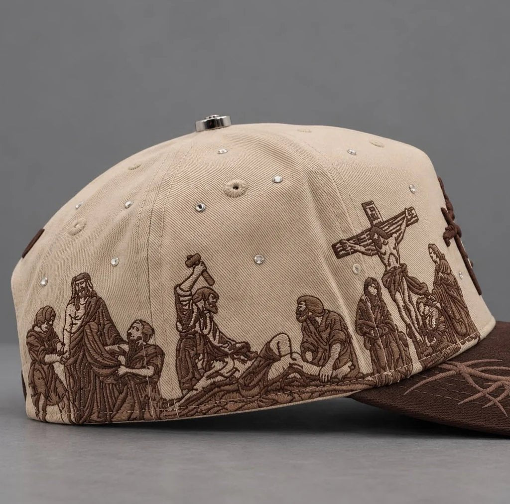 ✝️ Viacrucis Faith-Inspired Cap | Raised Crosses • Way of the Cross Artwork