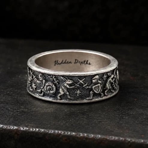 ⚔️✨Medieval Marginalia Ring – Vintage Silver Ring with Whimsical Medieval Engravings100% 925 Sliver (✨Buy 2 Free Shipping)