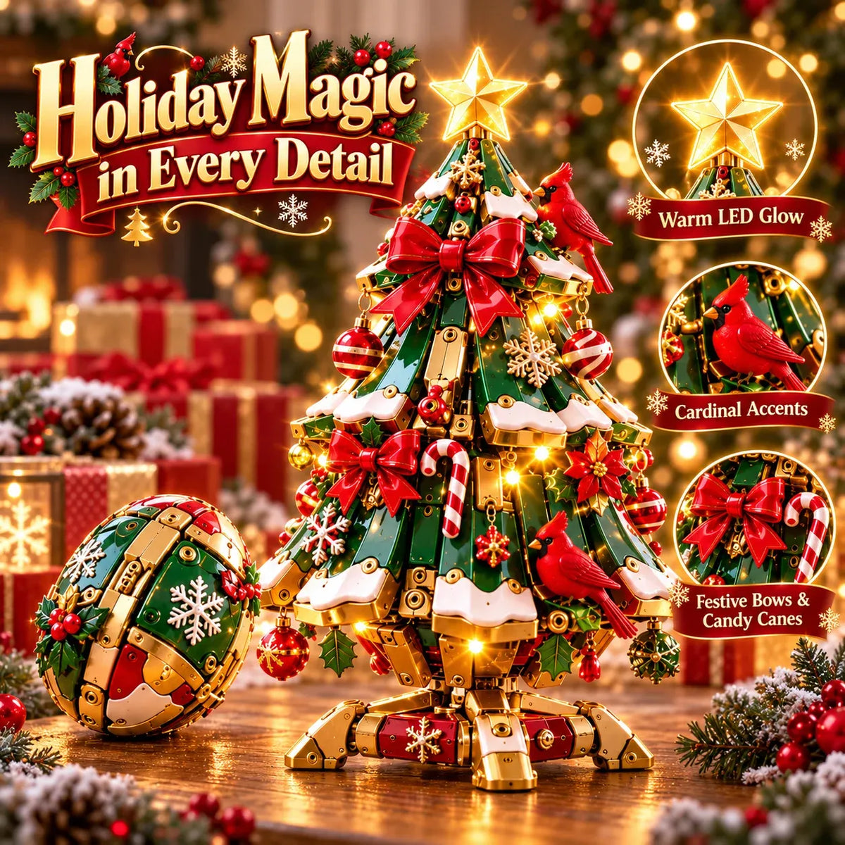 🔥 Limited Time Sale 49% OFF 🔥 Egg-to-Christmas Tree™ Magical Transforming Toy – Cardinal Christmas Tree Holiday Gift 🎄🎁✨