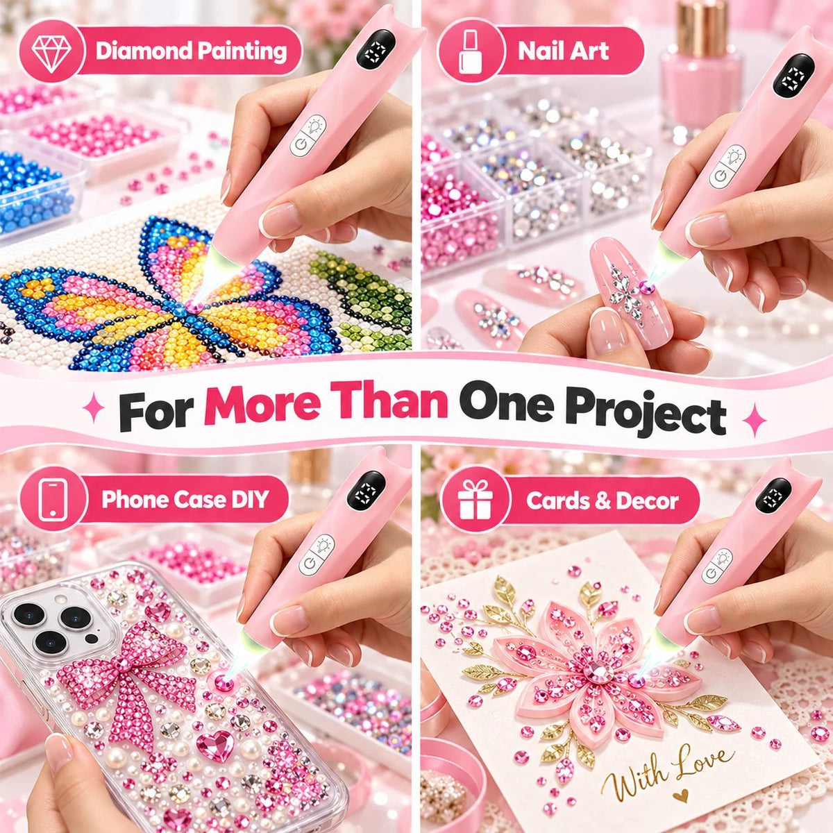 ✨ Electric Diamond Painting Pen with Light – Rechargeable & No Wax Needed!
