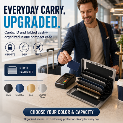 🔒 Slim RFID-Blocking Stainless Steel Card Wallet – Secure, Compact & Easy to Carry