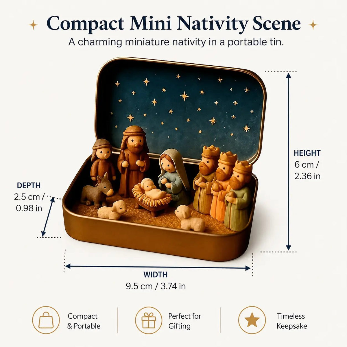 Pocket Size Mini Nativity Scene Set for Christmas Table Decor and Faith Gifts