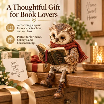 📚 Reading Owl Figurine – Charming Bookshelf Decor & Gift for Book Lovers 🎁