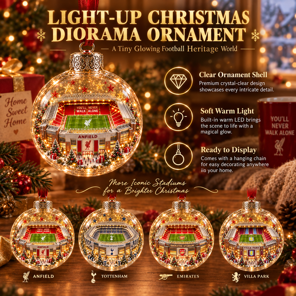 ⚽ Light-Up Football Stadium Christmas Ornament | 20 Styles – 23