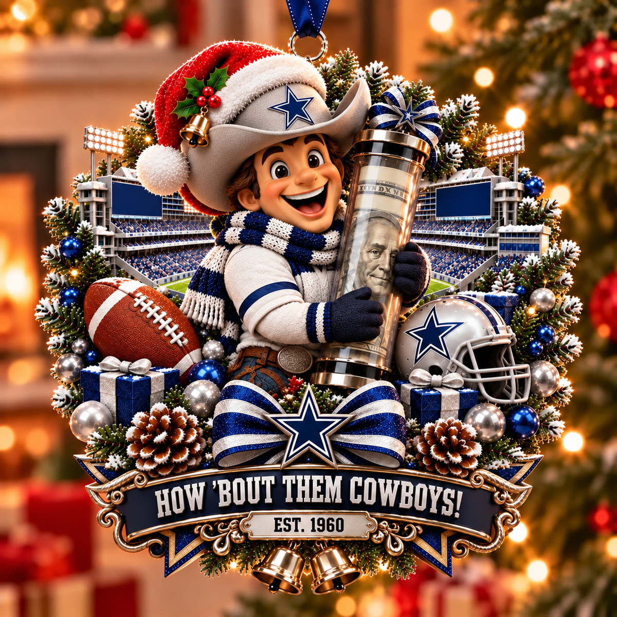 🏈🎄 Football Team Money Surprise Ornament
