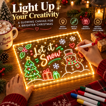 🎨 Reusable Acrylic LED Writing & Drawing Board – 7 Color Pens Included