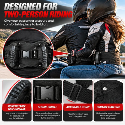 🏍️ Motorcycle Passenger Grab Handle Belt – Rear Seat Safety Grip Strap For Two Riders