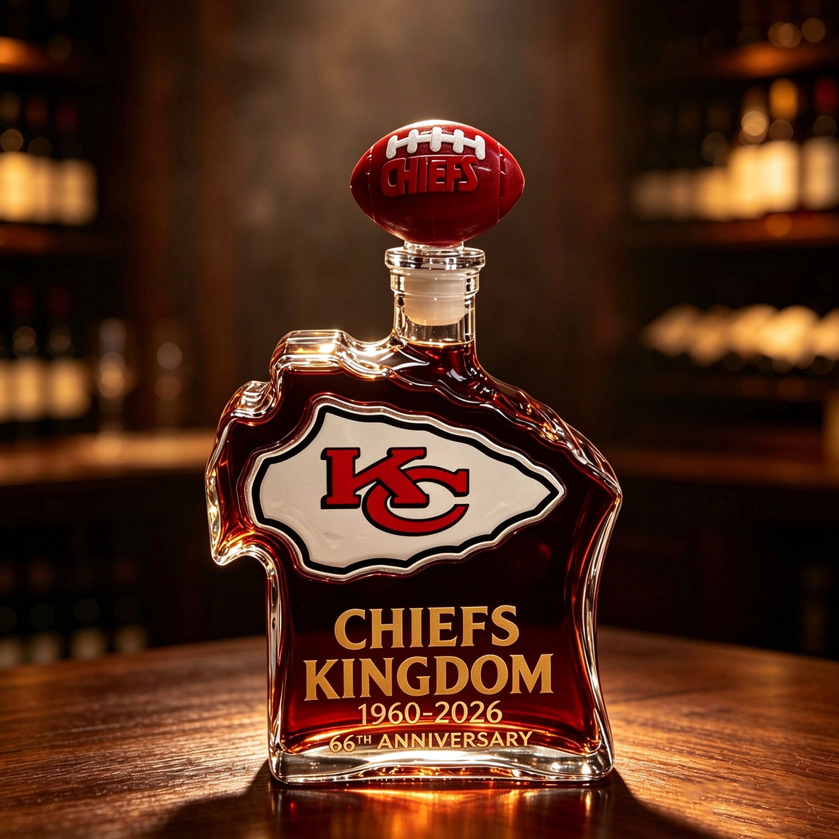 Chiefs Kingdom 66th Anniversary KC Helmet Whiskey Decanter