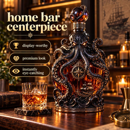 🐙 Kraken-Inspired Whiskey Decanter – Sculpted Nautical Display Bottle