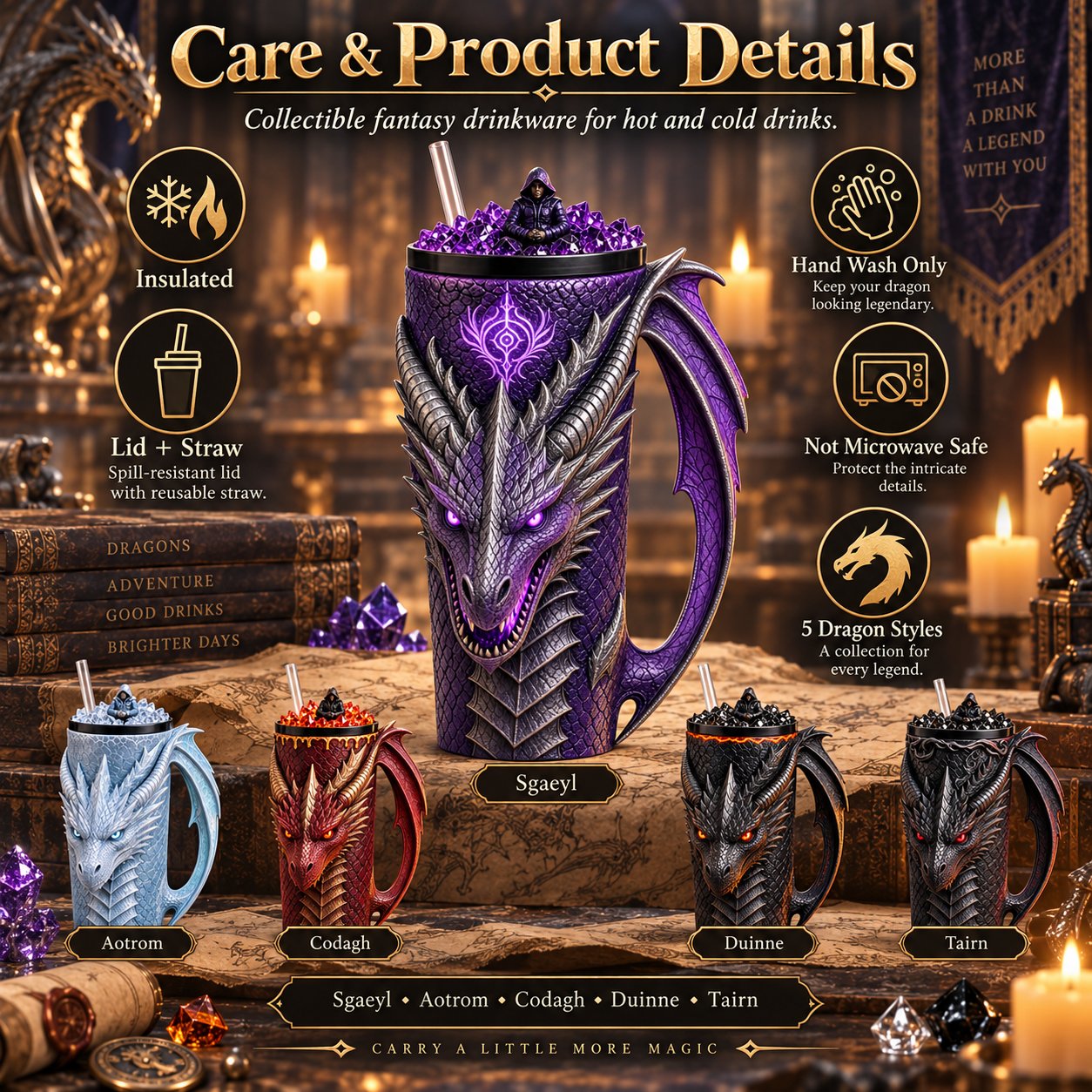 🐉 Unleash the Mythic Flame:Dragon‑Scale Insulated Tumbler | Fantasy Collectible Drink Cup For Hot & Cold Drinks