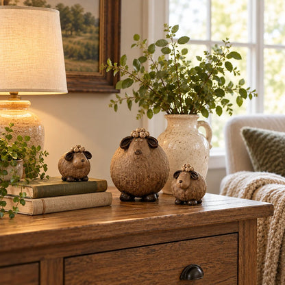🔥Little Woolly Family™ – Whimsical Rustic Sheep Figurines, Set of 3