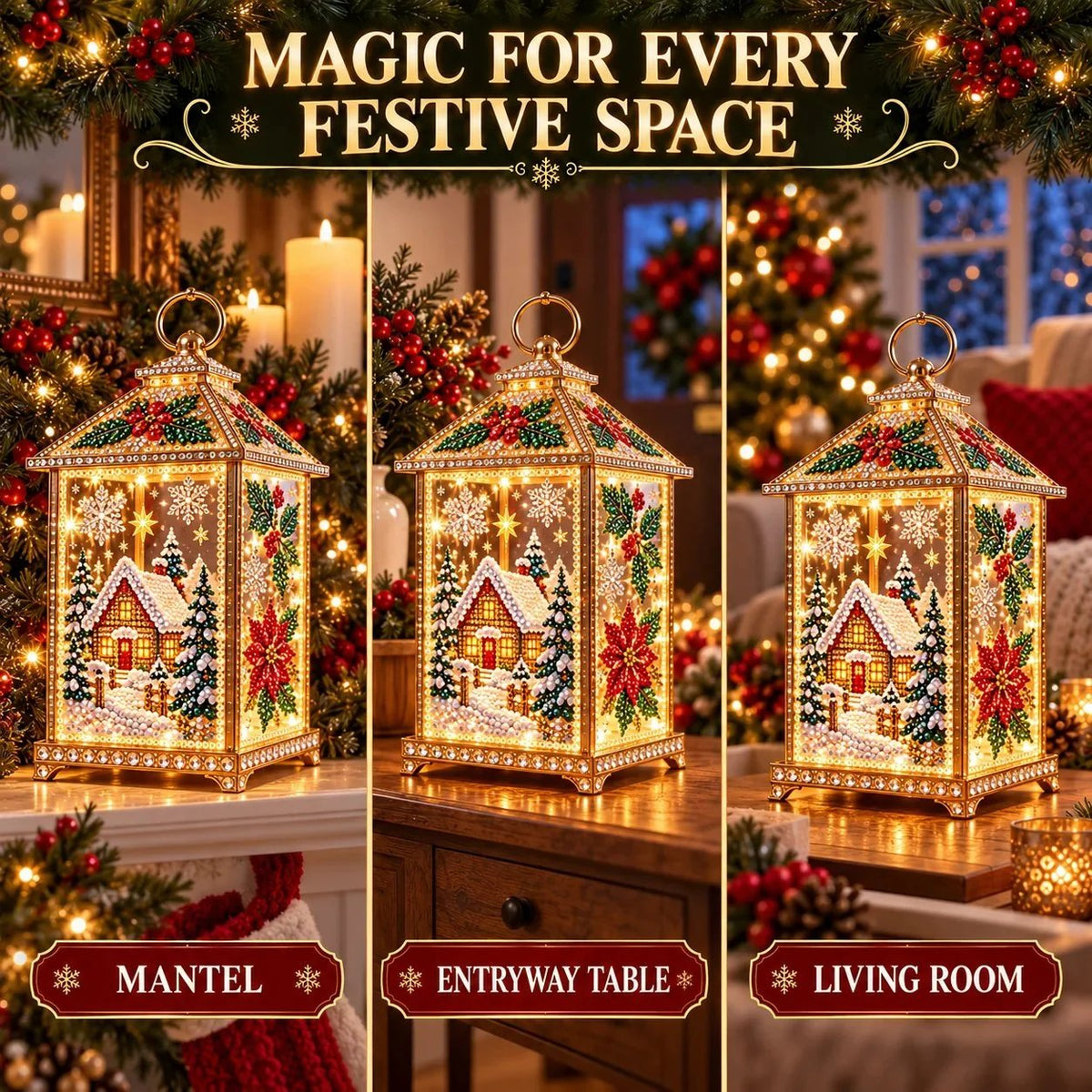 💎 DIY Light-Up Diamond Art Christmas Lantern – Sparkling Holiday Craft & Décor
