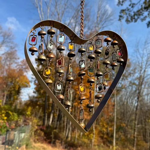 💖 Heart Wind Chime – Handcrafted Metal Garden Ornament