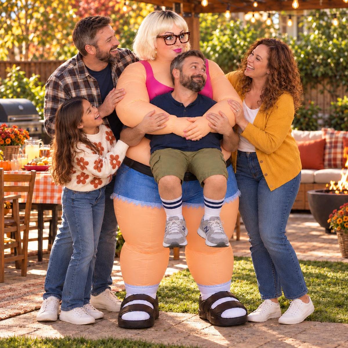 🎭 Funny Carry-Me Inflatable Costume – Hilarious Optical Illusion Outfit for Halloween & Parties 🎃