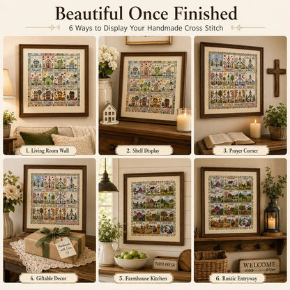 🔥 LAST DAY — 50% OFF! 🏡 12‑Month Seasons & Holidays Cross Stitch Kit — Relaxing DIY Craft for Beginners