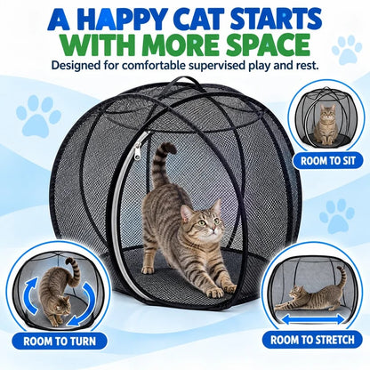 🐱 RollyCat 360° Mesh Cat Playpen – Spacious, Breathable & Secure Outdoor Play Space for Cats