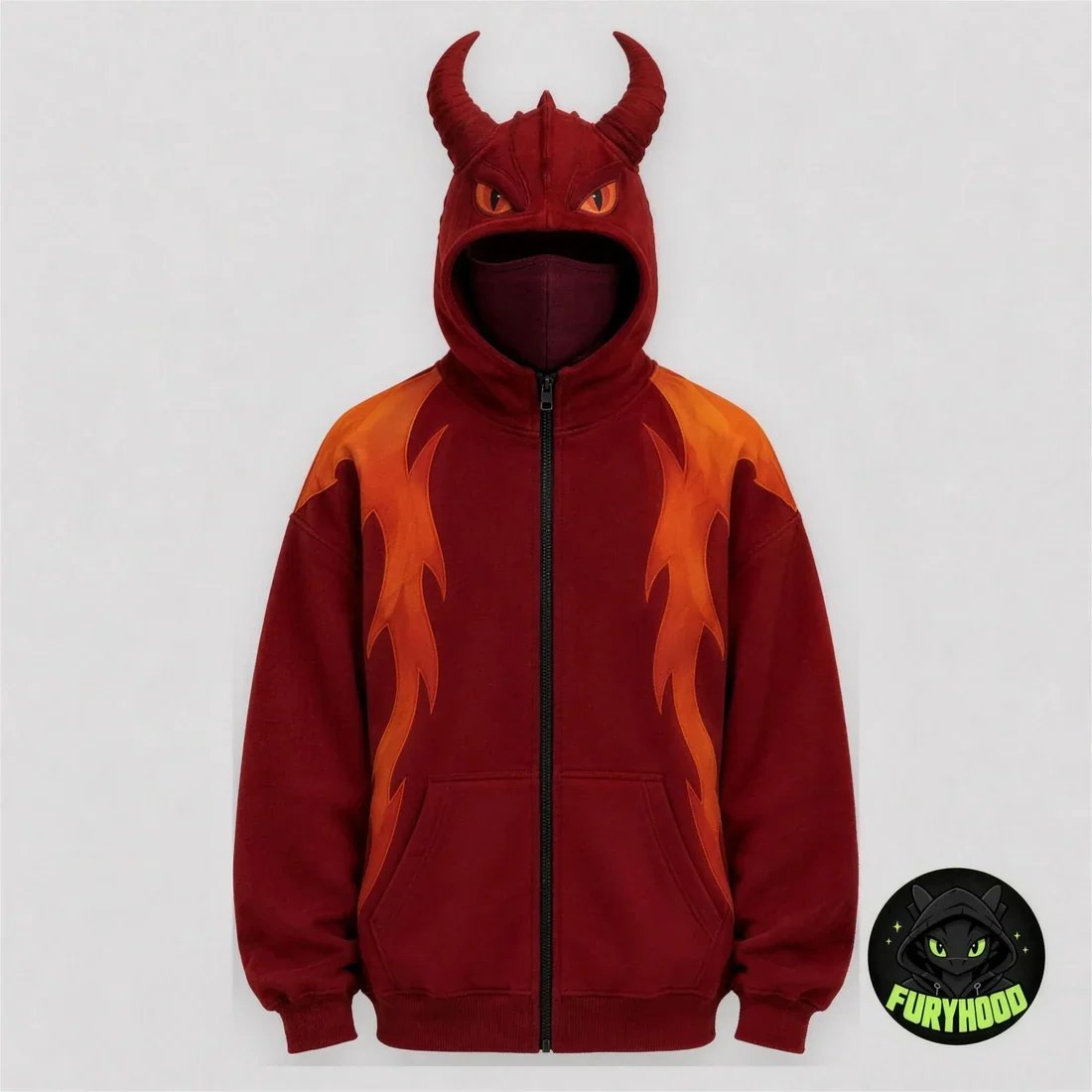 The Dragon Hoodie – Zip-Up Dragon Hooded Sweatshirt with Built-In Balaclava