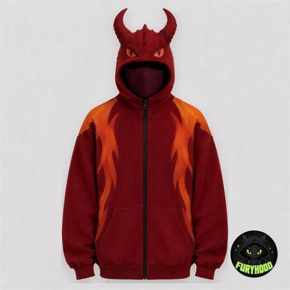 The Dragon Hoodie – Zip-Up Dragon Hooded Sweatshirt with Built-In Balaclava