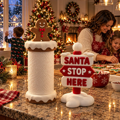 🍪 Playable Double-Style Corner Tissue Container, Fun Christmas Accent for Kitchen & Foyer