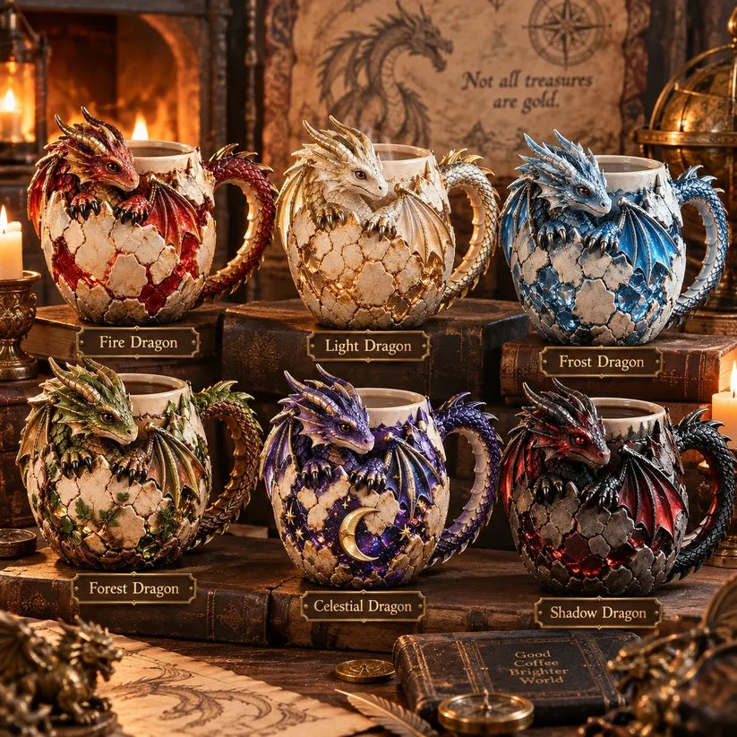 ⏳ Last Day 48% OFF – 🐉 Dragonbound Realms™ Sculpted Dragon Mug Collection | 6 Fantasy Realm Designs with Raised 3D Dragon Details ☕