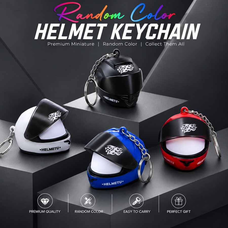 🏍️ Biker Helmet Light Keychain – Mini Motorcycle Rider Keyring ✨