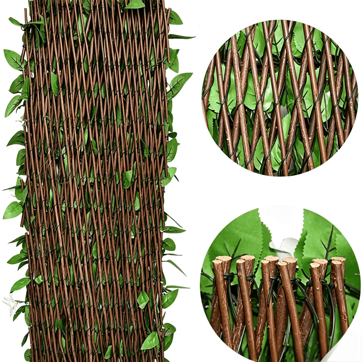 🌿 Expandable Faux Ivy Fence with White Flowers – Stretchable Privacy Screen for Balcony, Patio & Garden Walls