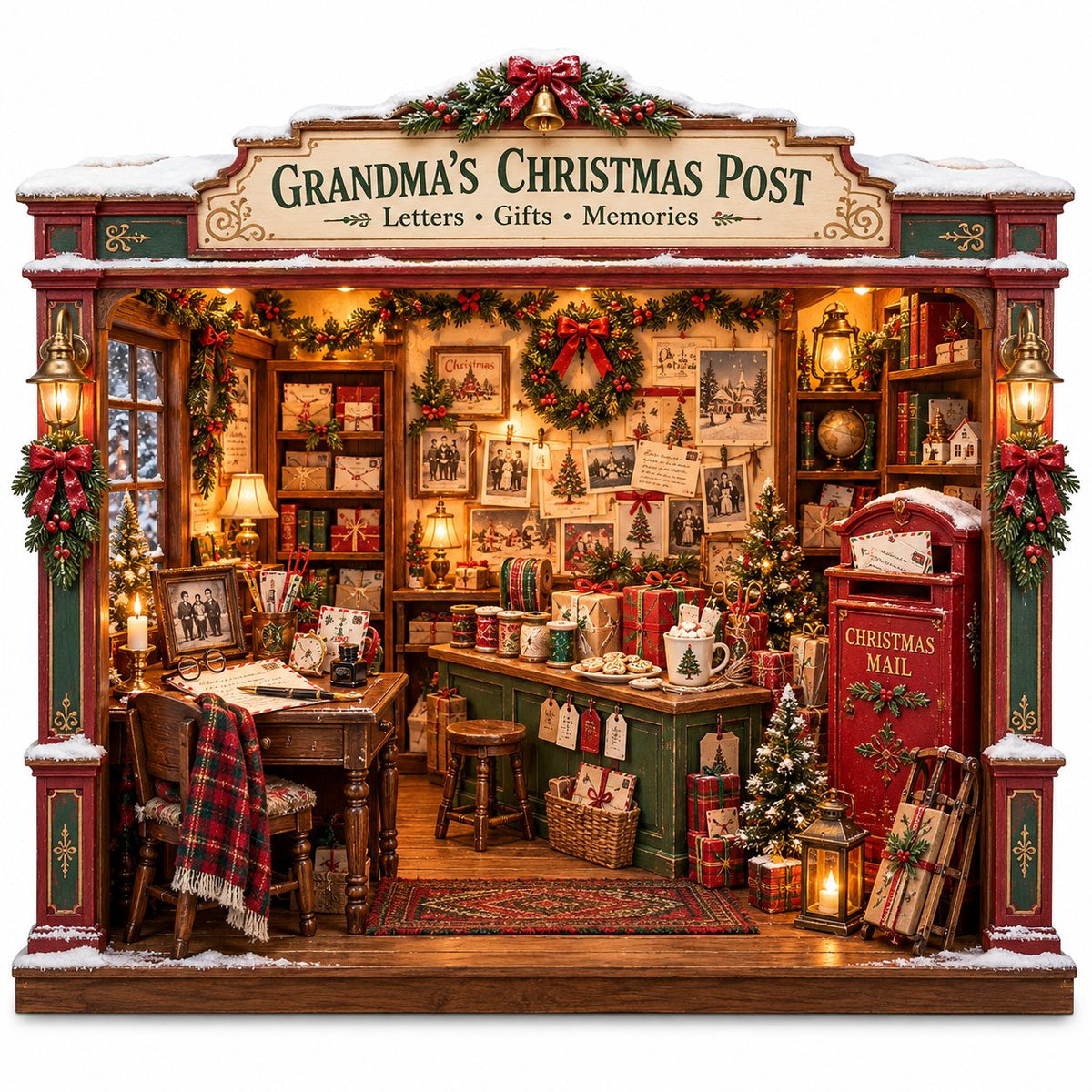 📮 Grandma’s Christmas Post DIY Miniature Kit 🎄 Cozy Vintage Holiday Scene