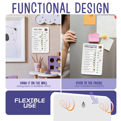 🧲 Kids Visual Routine & Chore Chart – Sliding Checklist with 120 Task Cards
