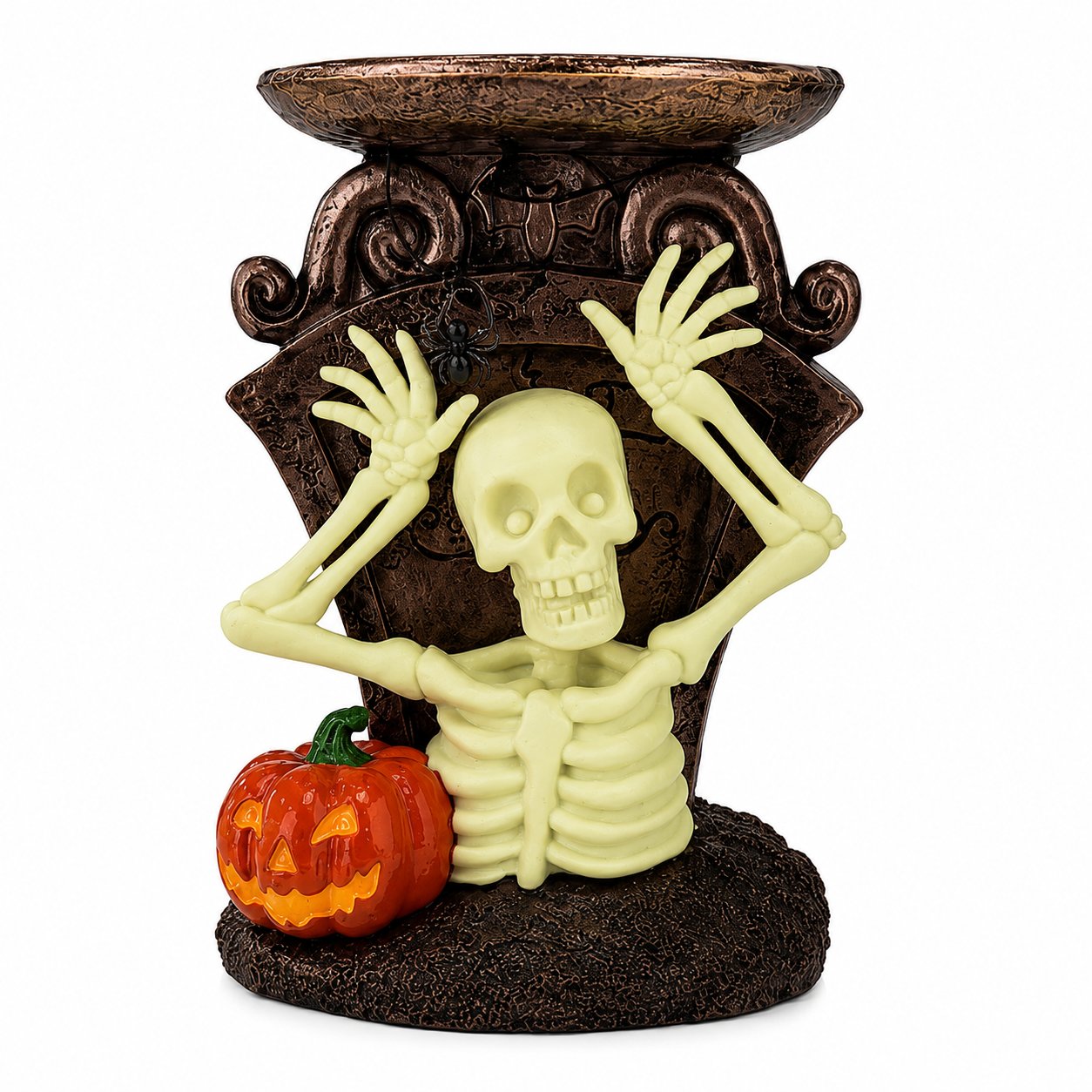 Haunted Skeleton & Pumpkin Decorative Bowl