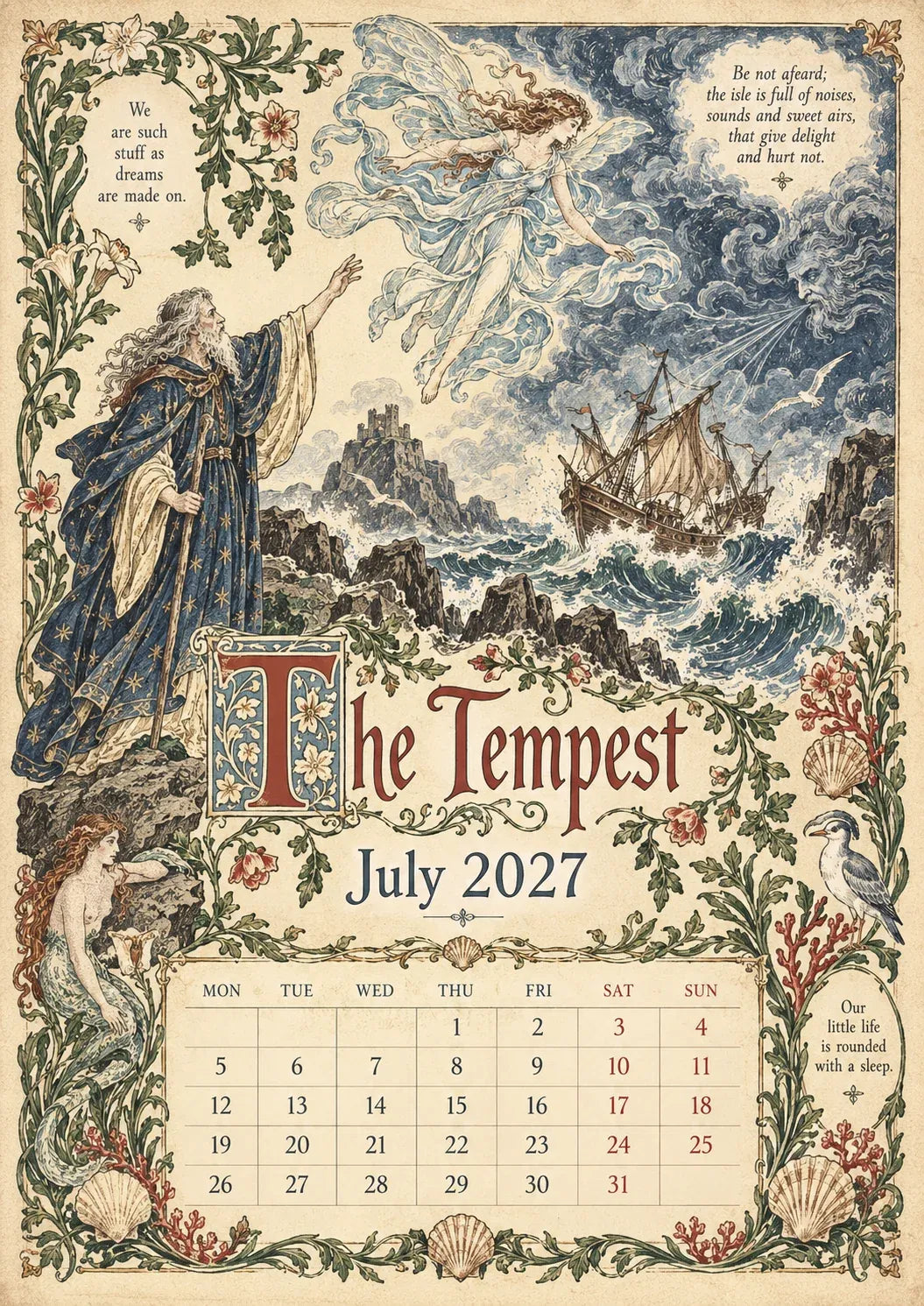 Vintage Illustrated Wall Calendar优化加上打5折 🔥 50% OFF 🎨 A Shakespearean Year 2027 – 12 Plays Through the Seasons | Vintage Illustrated Wall Calendar 📅