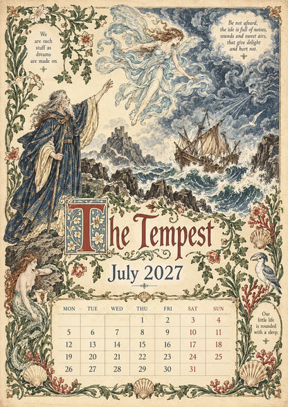 Vintage Illustrated Wall Calendar优化加上打5折 🔥 50% OFF 🎨 A Shakespearean Year 2027 – 12 Plays Through the Seasons | Vintage Illustrated Wall Calendar 📅