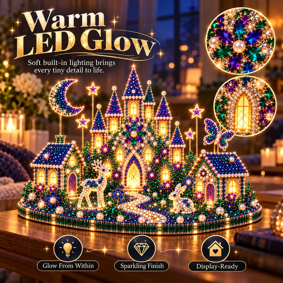 DIY 3D Crystal Art Kit with LED Lighting – Sparkling Miniature Scenes to Create Yourself