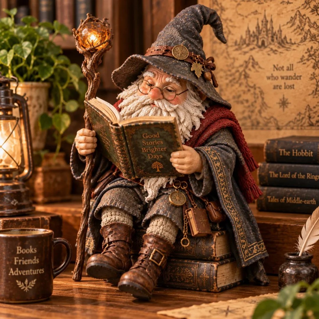 🔥LAST DAY 50% OFF🧙‍♂️📖 Reading Wizard Gnome Figurine – Enchanting Bookshelf & Garden Decor ✨