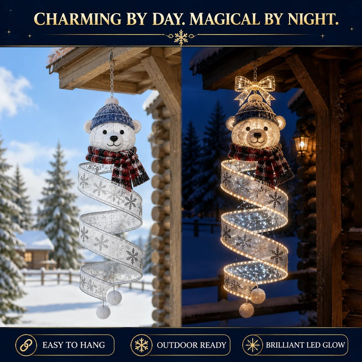 🎄✨ Christmas Magic Spiral Hanging LED Lights – Festive Holiday Glow Collection 💫