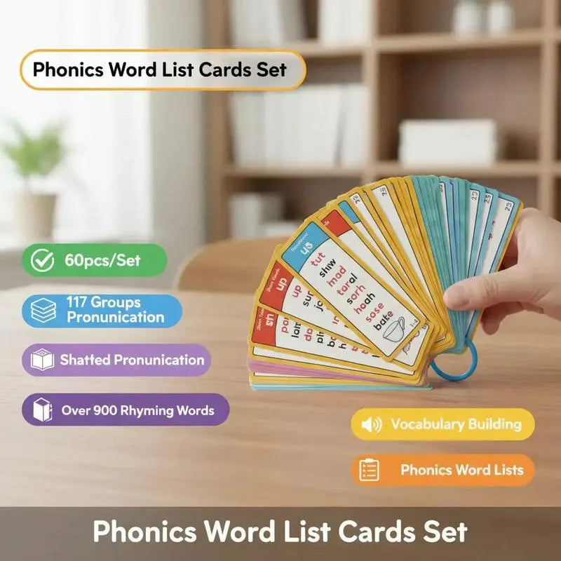 🌟 Phonics Flash Cards – 117 Sound Families & 900+ Rhyming Words for Early Reading