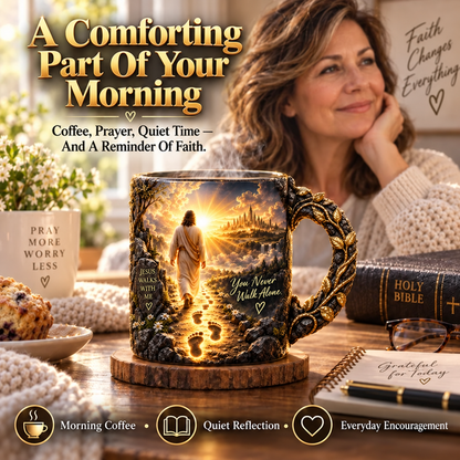 🔥Last Day 49% OFF🔥✝️ Jesus Walks With Me™ – Heat-Reveal Faith Mug | You Are Never Alone