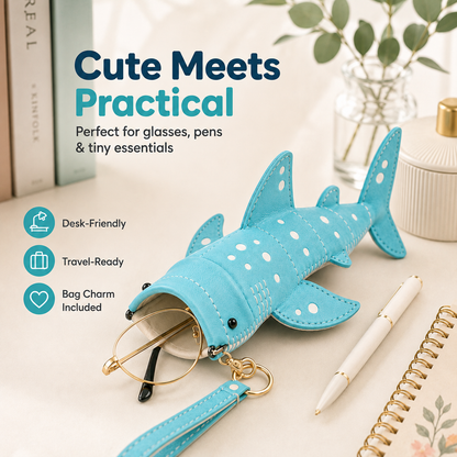 🦈✨ Cute Shark Wide-Mouth Glasses Case – Fun & Protective Eyewear Holder