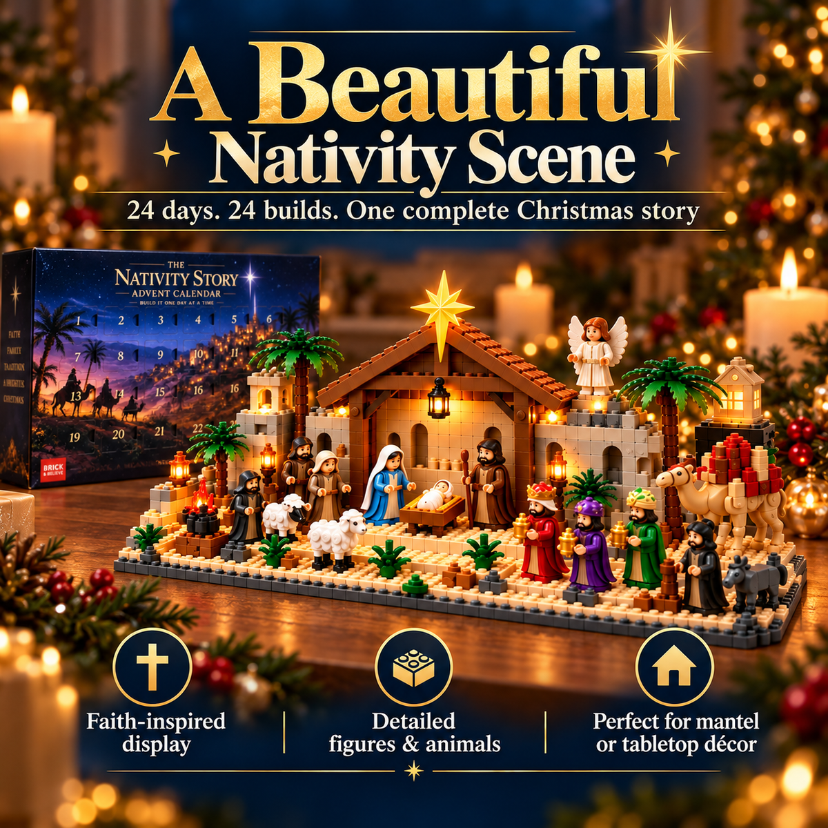 🎄✨ 24-Day Nativity Advent Calendar – Build the Christmas Story, One Day at a Time! ✝️🧱