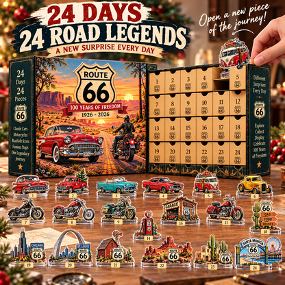 🏍️ Route 66 100th Anniversary – 24-Day Acrylic Collectibles Advent Calendar