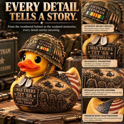 🇺🇸 I Was There. Some Memories Never Leave. 🪖 TET ’68 Vietnam Veteran Memorial Duck Figurine ❤️