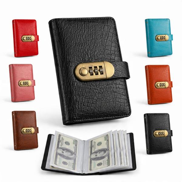 🎁🎅50% OFF!!!-Ready for Christmas!🎄PU Leather Binder Savings Notebook with 3-Digit Resettable Password Lock✉️💸Large Capacity Storage for Money & Important Items