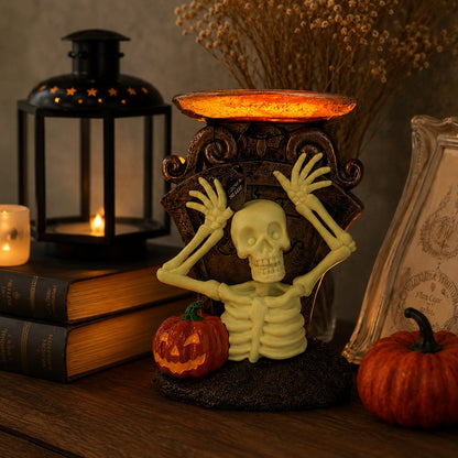 Haunted Skeleton & Pumpkin Decorative Bowl