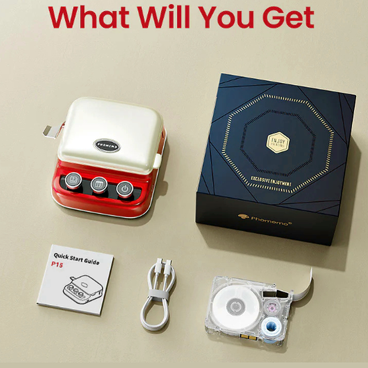 Phomemo P15 Vintage Ribbon & Label Printer – Bluetooth Thermal Transfer Personalization Printer
