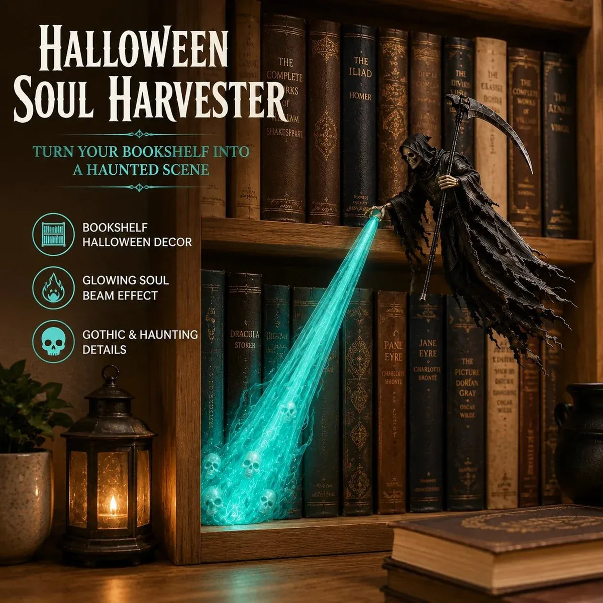 🎁Today 50% OFF🎁💀 The Soul Collector Reaper Shelf Light – Gothic Halloween Decor 🕯️